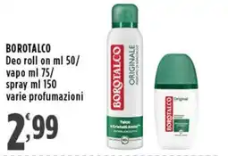 Rossotono Carrefour Borotalco Deo roll on/ vapo/ spray offerta