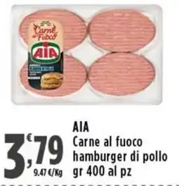Rossotono Carrefour AIA Carne al fuoco hamburger di pollo offerta