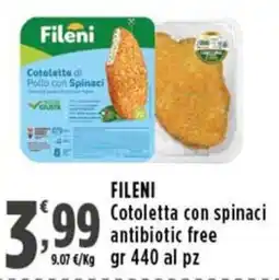 Rossotono Carrefour Fileni Cotoletta con spinaci offerta