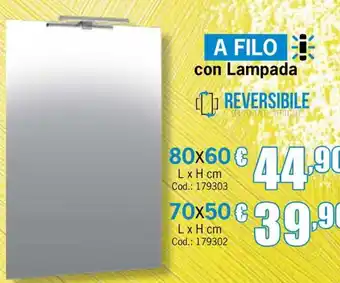 Specchio a filo con lampada reversibile