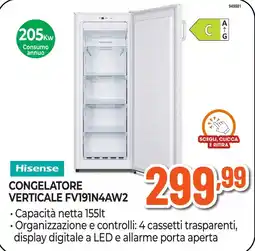 Expert Di Lella Hisense congelatore verticale FV19IN4AW2 offerta