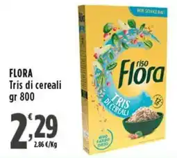 Rossotono Carrefour Flora Tris di cereali offerta