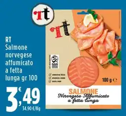 Rossotono Carrefour RT Salmone norvegese affumicato a fetta lunga offerta