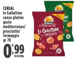 Rossotono Carrefour Cereal le gallettine senza glutine gusto prosciutto offerta
