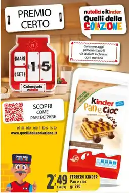 Rossotono Carrefour Ferrero Kinder Pan e Cioc offerta