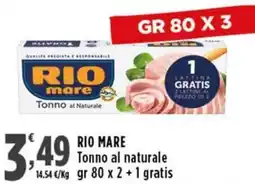 Rossotono Carrefour Rio Mare Tonno al naturale offerta