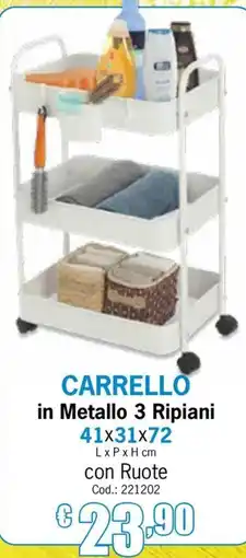Centro Brico Carrello in Metallo 3 Ripiani offerta