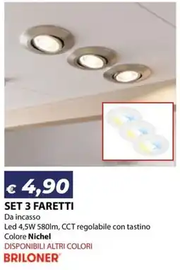 Bricocasa Set 3 faretti Briloner offerta