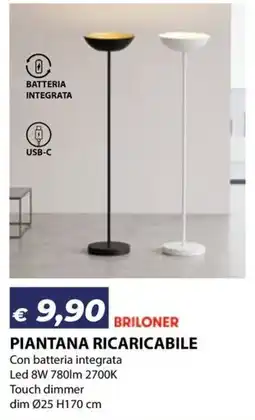 Bricocasa Piantana ricaricabile Briloner offerta