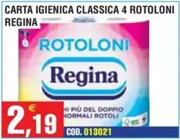 Immenso Cash Carta igienica classica rotoloni regina offerta