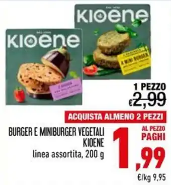 Burger e miniburger vegetali Kioene