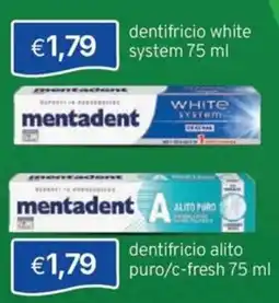 Sirene Blu mentadent dentifricio white system offerta