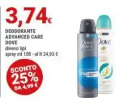 Doro Daily Deodorante advanced care dove offerta