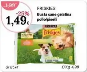 Busta cane gelatina pollo/piselli Friskies