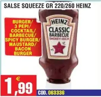 Immenso Cash Salse Squeeze Heinz Classic Barbecue offerta