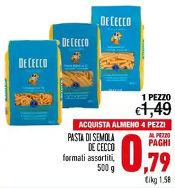 Spesa Facile Conad Pasta di semola De Cecco offerta