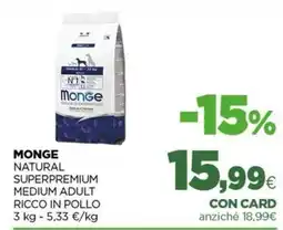 L´Isola dei Tesori Monge Natural Superpremium Medium Adult Ricco in Pollo offerta