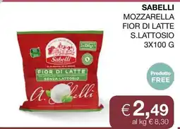 Coop SABELLI MOZZARELLA FIOR DI LATTE S.LATTOSIO 3X100 G offerta