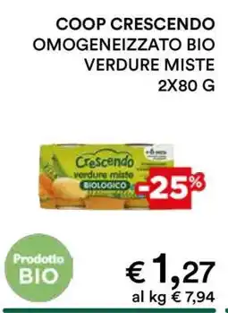 Coop COOP CRESCENDO OMOGENEIZZATO BIO VERDURE MISTE 2X80 G offerta