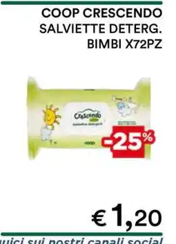 Coop COOP CRESCENDO SALVIETTE DETERG. BIMBI X72PZ offerta
