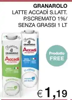 Coop GRANAROLO LATTE ACCADÌ S.LATT. P.SCREMATO 1%/ SENZA GRASSI 1 LT offerta