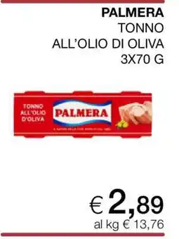 Coop PALMERA TONNO ALL’ OLIO DI OLIVA 3X70 G offerta