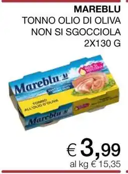 Coop MAREBLU TONNO OLIO DI OLIVA NON SI SGOCCIOLA 2X130 G offerta