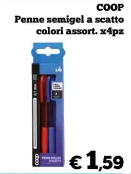 Coop COOP Penne semigel a scatto colori assort. x4pz offerta