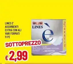 Famila LINES E' ASSORBENTI EXTRA CON ALI VARI FORMATI 11 PZ offerta