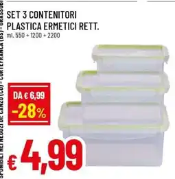 Famila SET 3 CONTENITORI PLASTICA ERMETICI RETT offerta