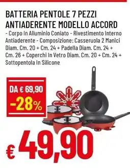 Famila BATTERIA PENTOLE 7 PEZZI ANTIADERENTE MODELLO ACCORD offerta