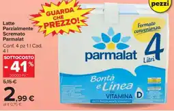 Carrefour Latte Parzialmente Scremato Parmalat offerta