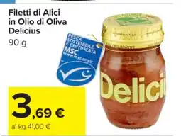 Carrefour Filetti di Alici in Olio di Oliva Delicius offerta