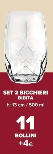 Carrefour SET 2 BICCHIERI BIBITA offerta
