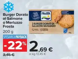 Carrefour Burger Dorato al Salmone o Merluzzo Frosta offerta