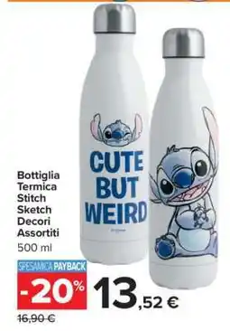 Carrefour Bottiglia Termica Stitch Sketch Decori Assortiti offerta