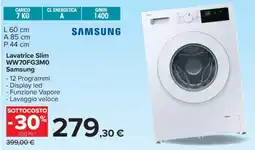 Carrefour Lavatrice Slim WW70FG3M0 Samsung offerta