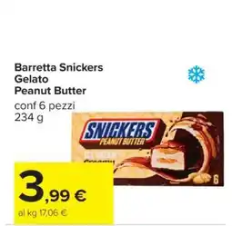 Carrefour Barretta Snickers Gelato Peanut Butter offerta