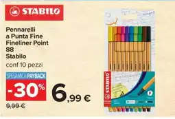 Carrefour Pennarelli a Punta Fine Fineliner Point 88 Stabilo offerta