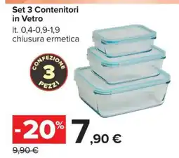 Carrefour SET 3 CONTENITORI IN VETRO offerta