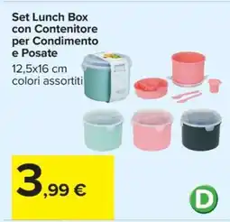 Carrefour Set Lunch Box con Contenitore per Condimento e Posate offerta