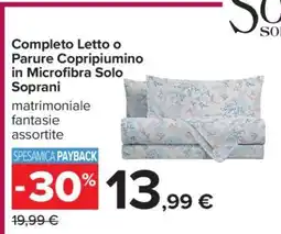 Carrefour Completo Letto o Parure Copripiumino in Microfibra Solo Soprani offerta