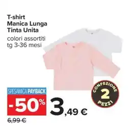 Carrefour T-shirt Manica Lunga Tinta Unita offerta