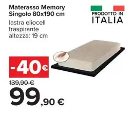 Carrefour Materasso Memory Singolo 80x190 cm offerta
