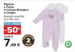Carrefour Pigiama o Tutina in Cotone Biologico o Ciniglia offerta