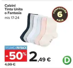 Carrefour Calzini Tinta Unita o Fantasia offerta