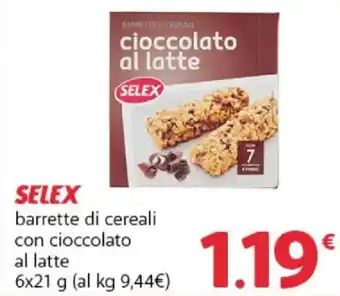 SELEX barrette di cereali con cioccolato al latte