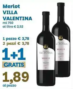 Prix Quality Merlot Villa Valentina offerta