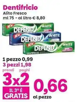 Prix Quality Dentifricio Alito Fresco DEFEND WHITE offerta