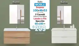 Centro Brico Rialto Mobile Sospeso 2 Cassetti Chiusura Slow Motion Lavabo a Filo offerta